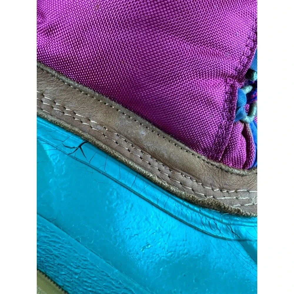 90s Vintage Eddie Bauer Duck Boots Womens 6 Colorblock Teal Magenta Blue Rare
